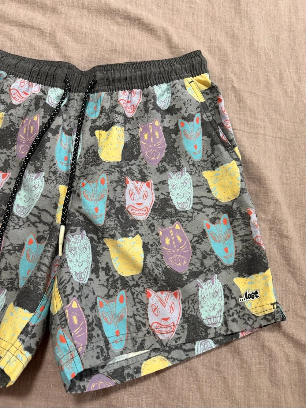 Lost Surfboards Swim Trunks All-over Print Masks Size Small Men’s Summer Beach